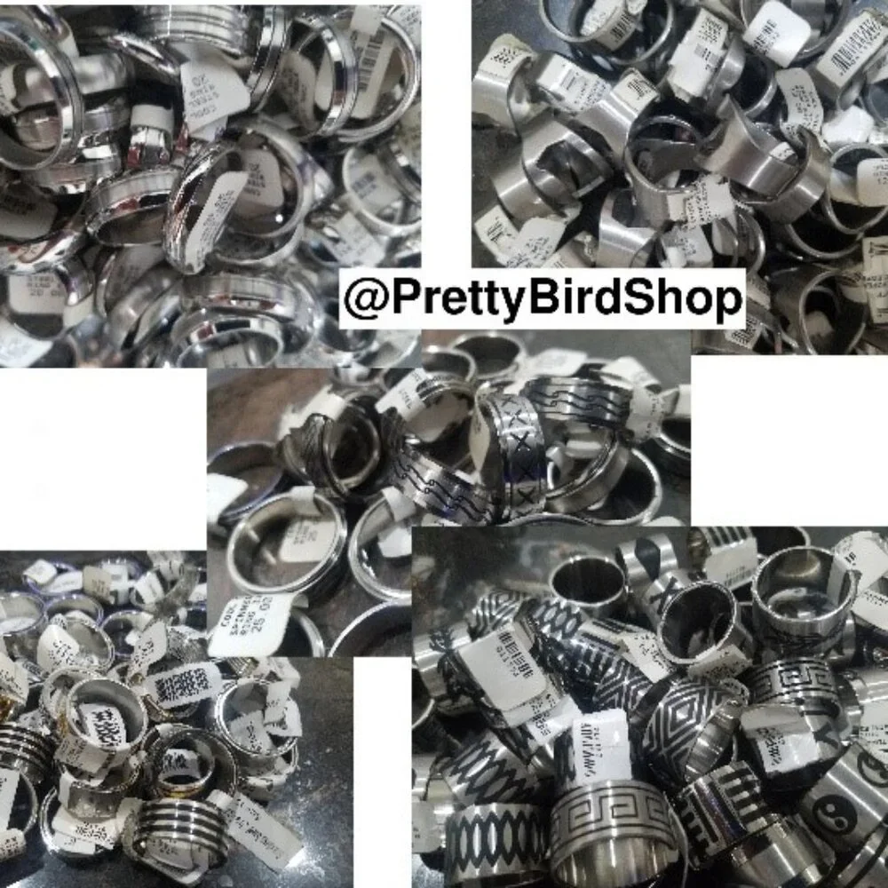 100 RINGS Resale Bundle mixed stone glass hematite stainless enamel mix sizes